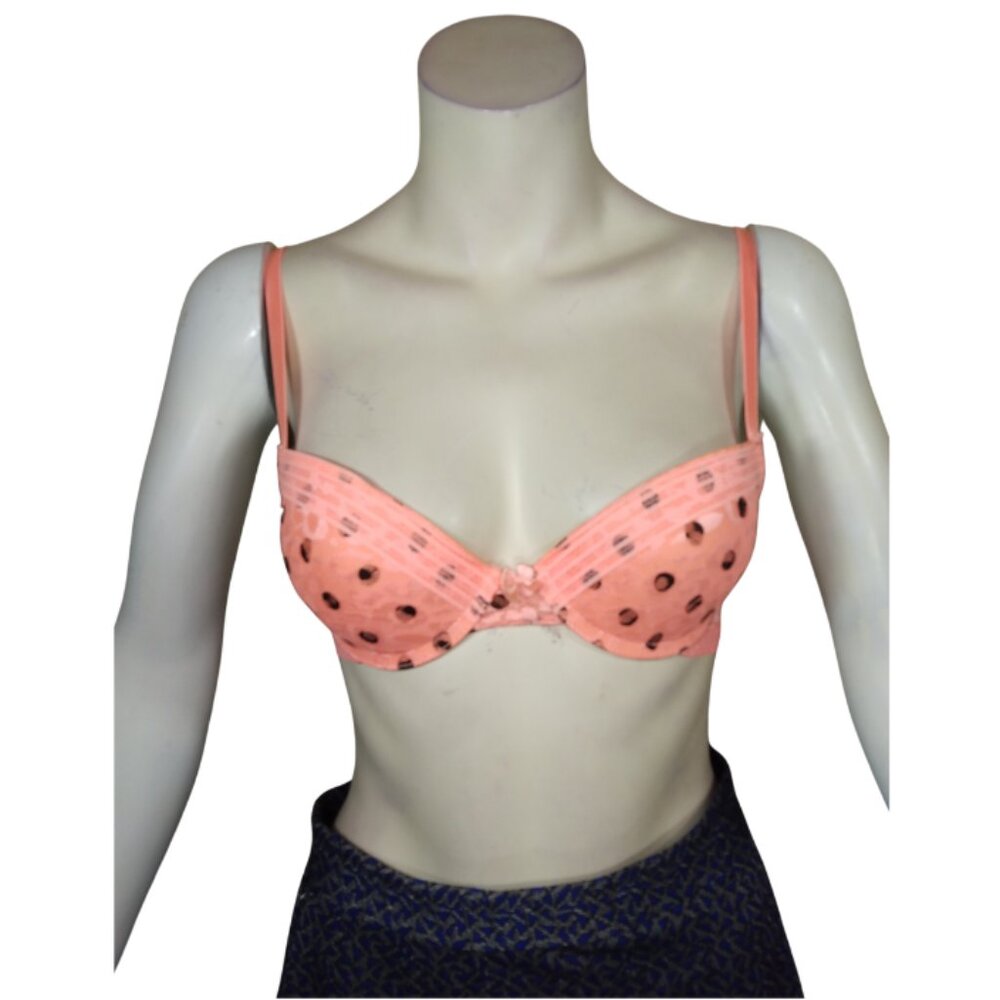 Women Pink Bra with black dots